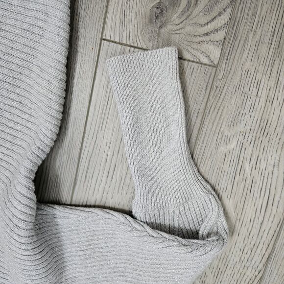Express Dolman Sleeve Sweater grey/silver Ribbed asymmetrical Hem Womens Small - Picture 5 of 8